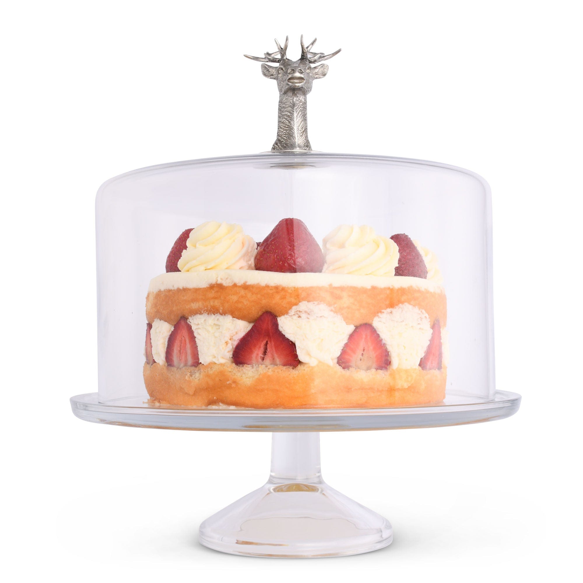 Elk Head Knob Glass Covered Cake / Dessert Stand