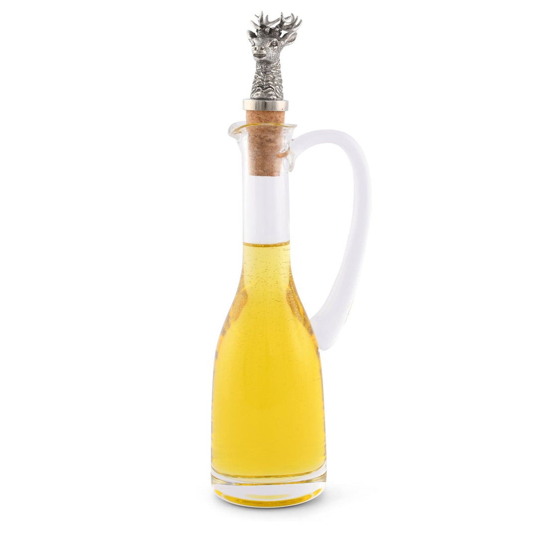 Cruet Bottle with Pewter Elk Head Cork Stopper