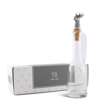 Cruet Bottle with Pewter Elk Head Cork Stopper