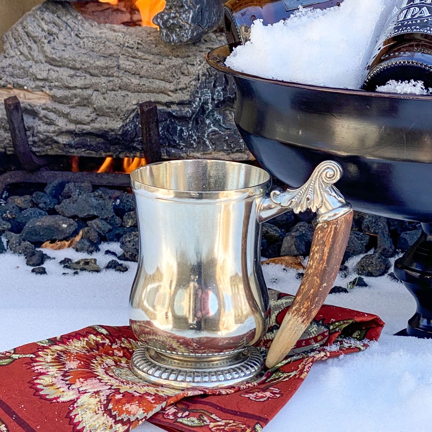 Curved English Mug -  Antler Handle