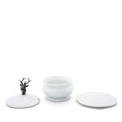 Elk Bust Porcelain Lidded Bowl