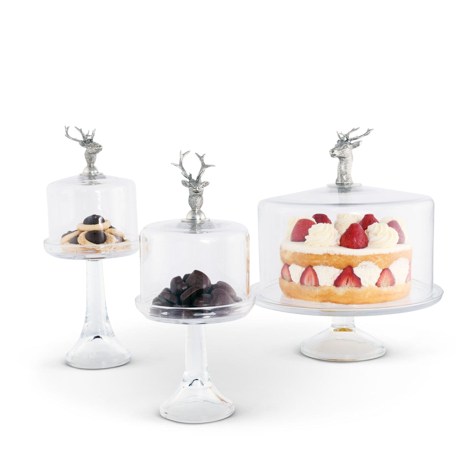Elk Head Knob Glass Covered Cake / Dessert Stand