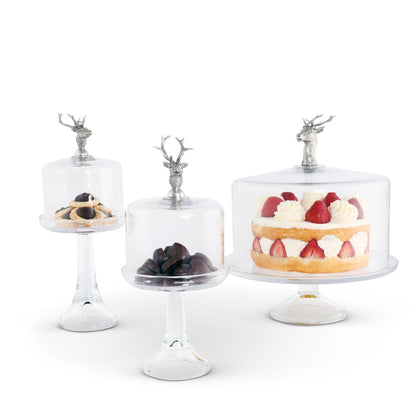 Elk Head Knob Glass Covered Cake / Dessert Stand