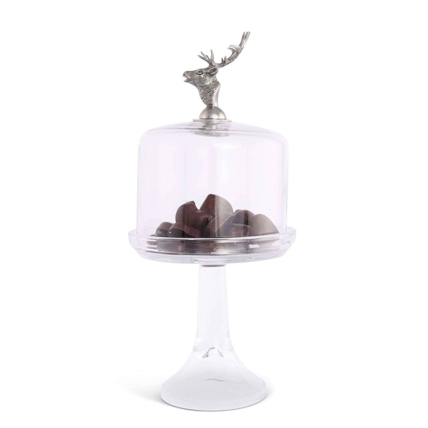 Elk Head Knob Glass Covered Cake / Dessert Stand