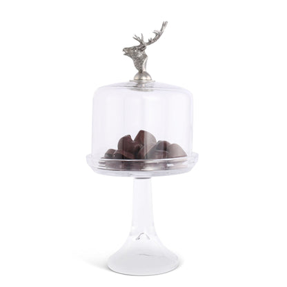 Elk Head Knob Glass Covered Cake / Dessert Stand
