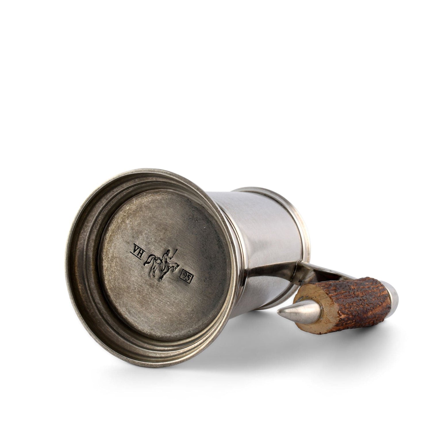 Straight English Pewter Mug Composite Antler Handle
