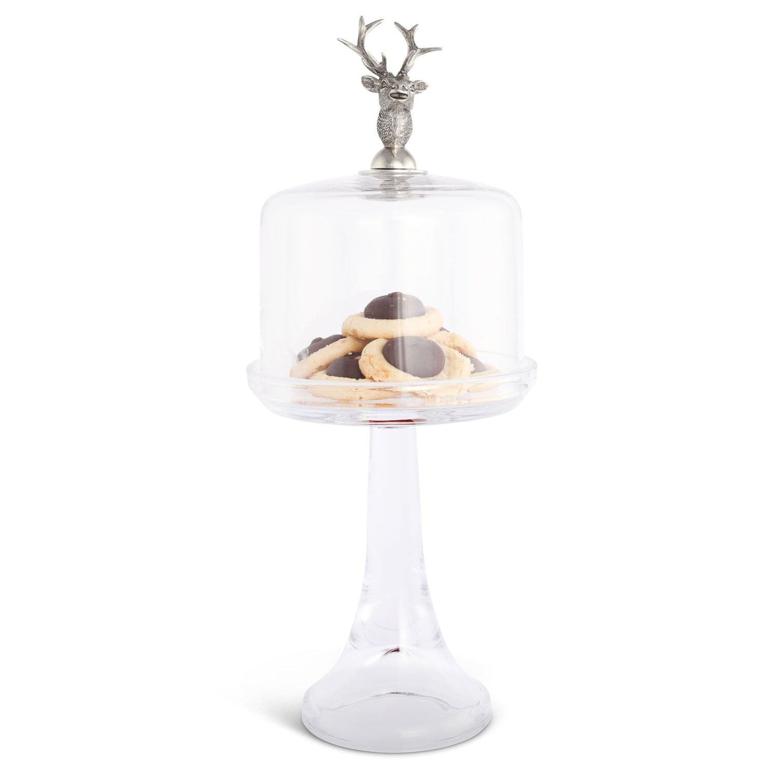 Elk Head Knob Glass Covered Cake / Dessert Stand