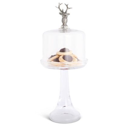 Elk Head Knob Glass Covered Cake / Dessert Stand