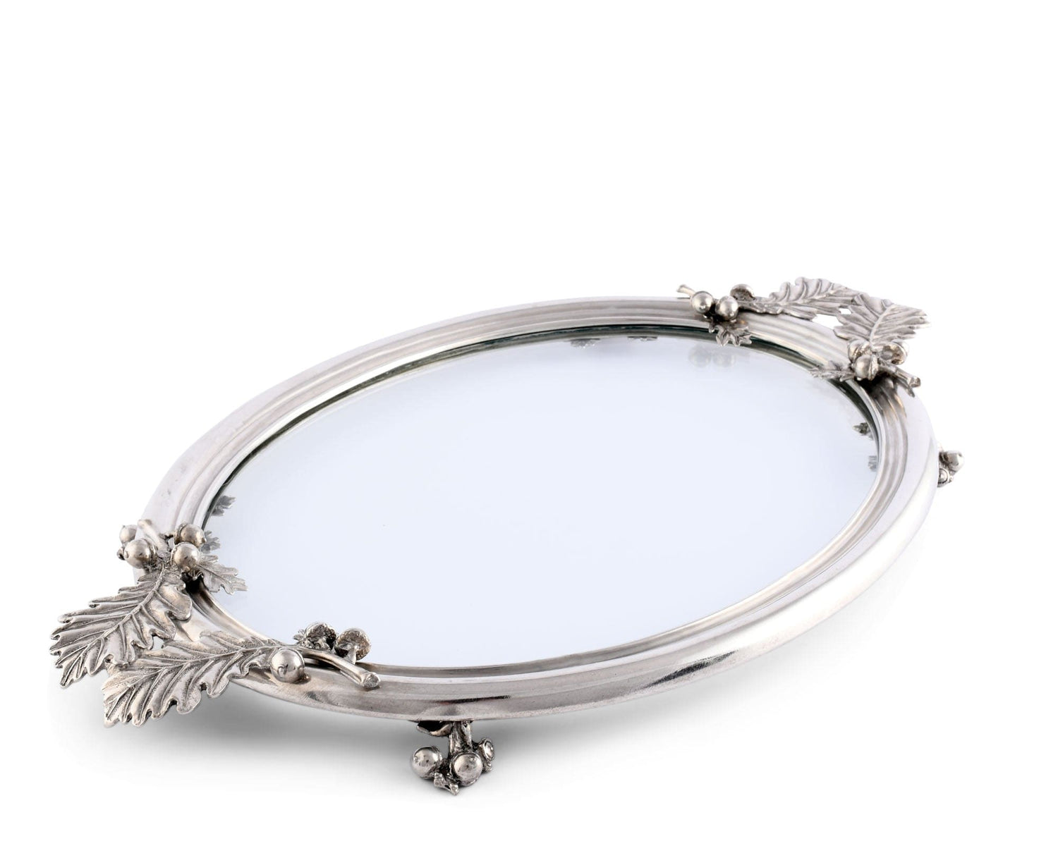 Acorn &amp; Oak Leaf Oval Glass Tray
