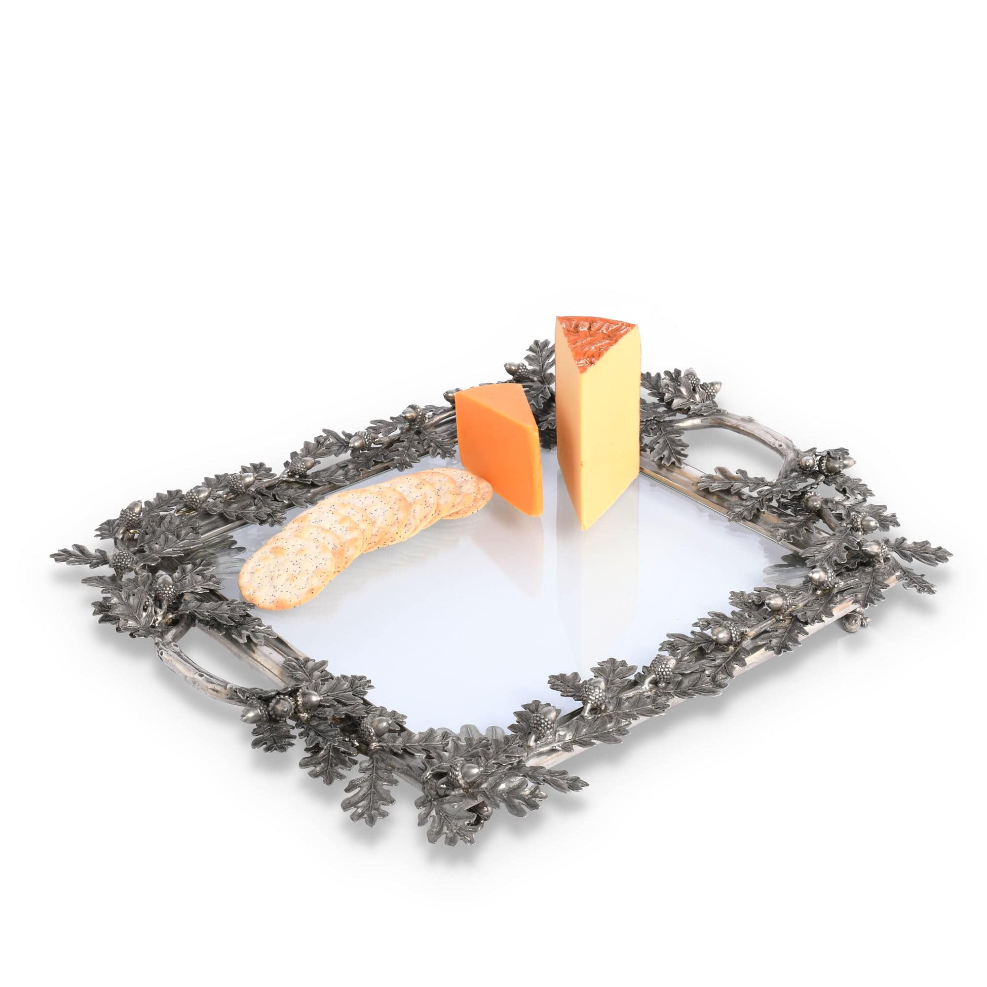 Acorn Oak &amp; Leaf Square Glass Tray