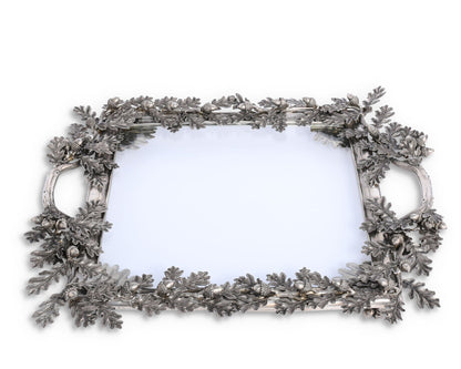 Acorn Oak &amp; Leaf Square Glass Tray