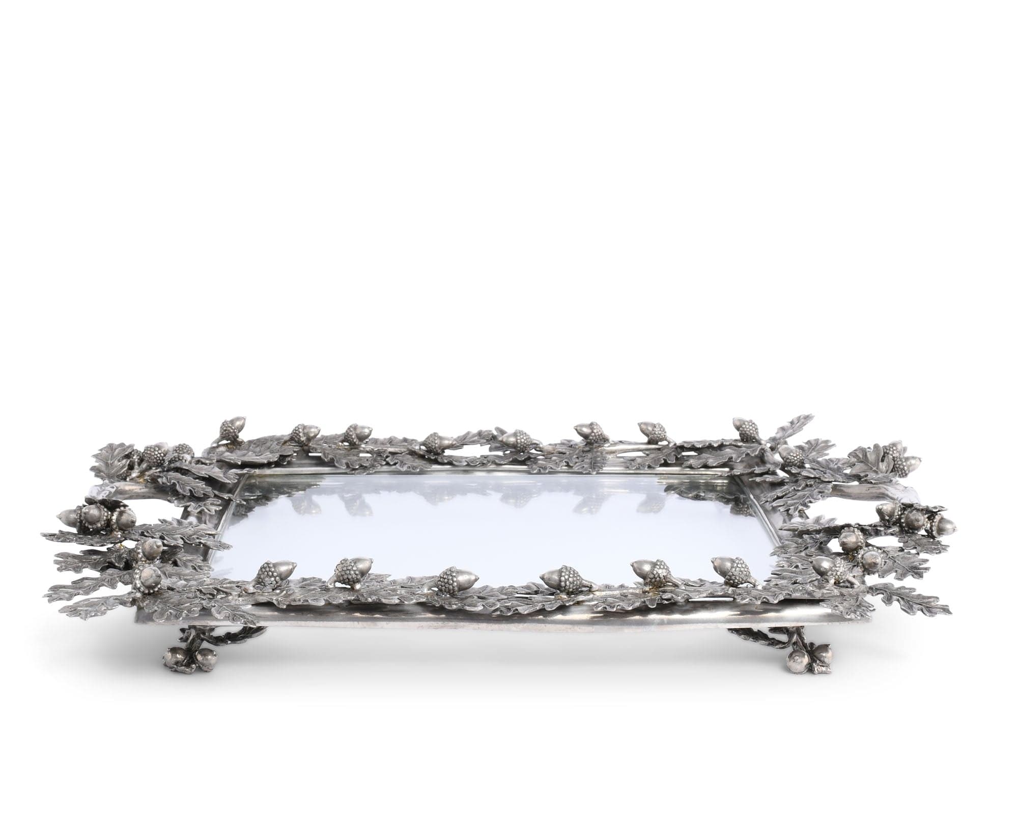 Acorn Oak &amp; Leaf Square Glass Tray