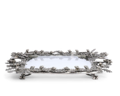 Acorn Oak &amp; Leaf Square Glass Tray