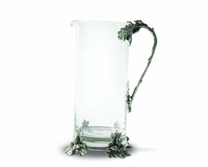 Glass Pitcher Pewter Acorn &amp; Oak Leaf Handle