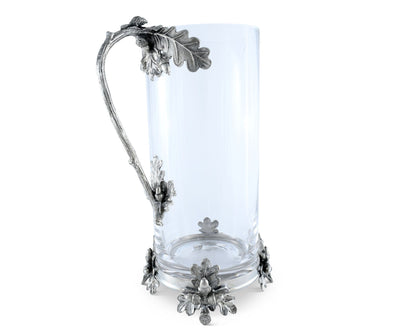 Glass Pitcher Pewter Acorn &amp; Oak Leaf Handle