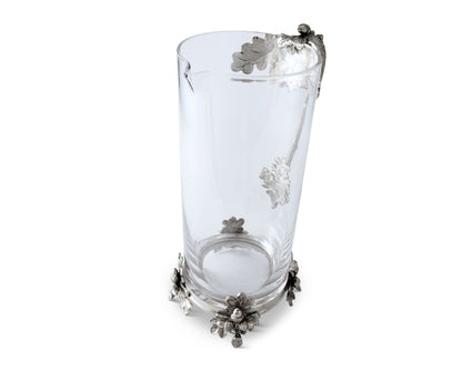 Glass Pitcher Pewter Acorn &amp; Oak Leaf Handle