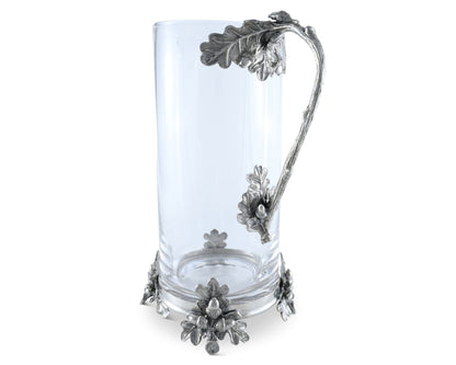 Glass Pitcher Pewter Acorn &amp; Oak Leaf Handle