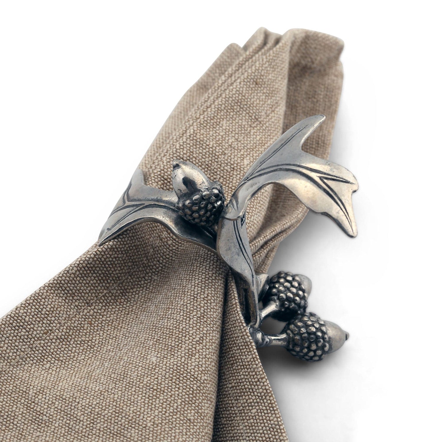 Pewter Acorn &amp; Oak Leaf Napkin Ring