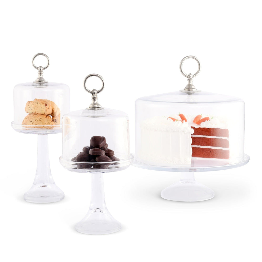 Classic Pewter Ring Glass Covered Cake / Dessert Stand