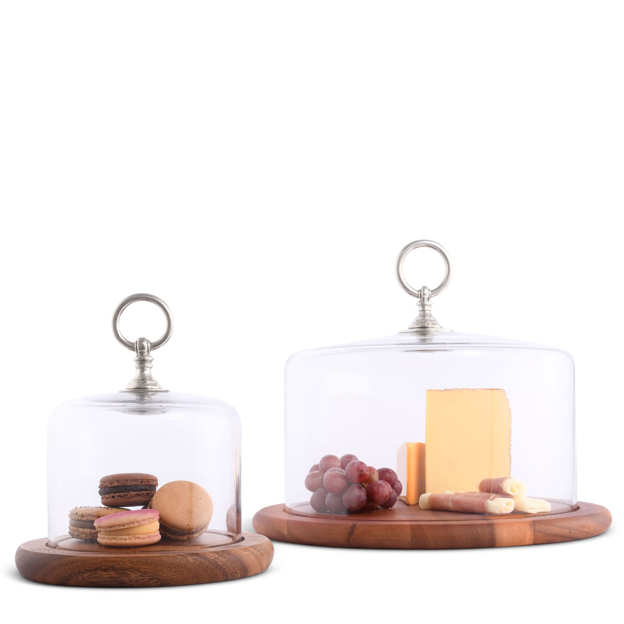 Classic Pewter Ring Glass Covered Cheese Wood Board
