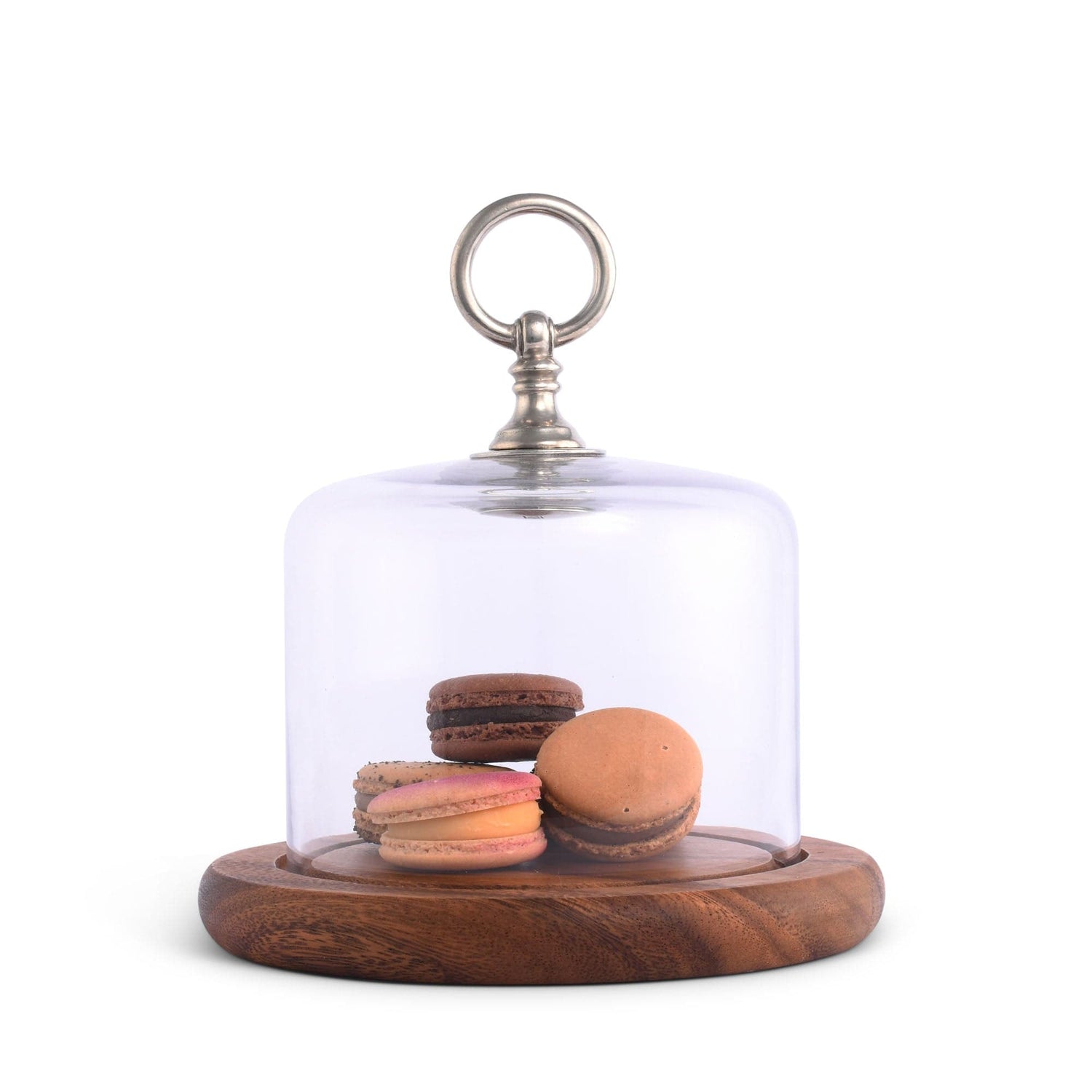 Classic Pewter Ring Glass Covered Cheese Wood Board