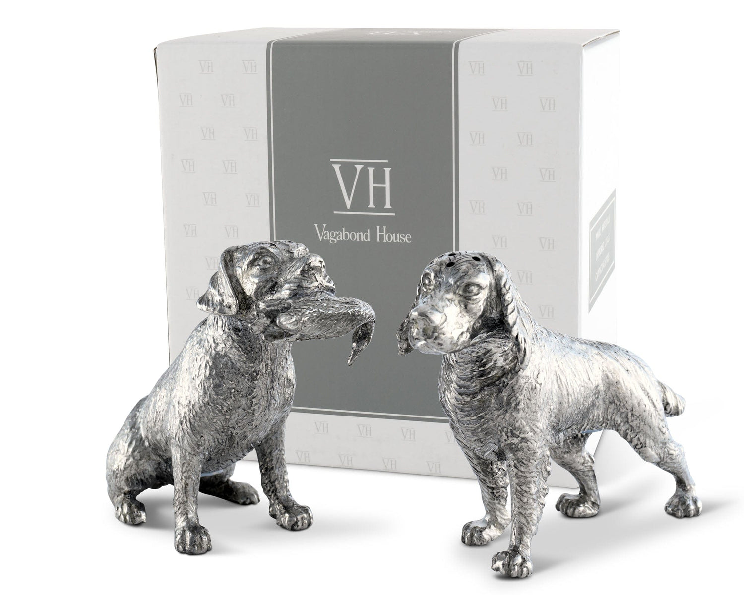 Pewter Hunting Dogs Salt &amp; Pepper Set