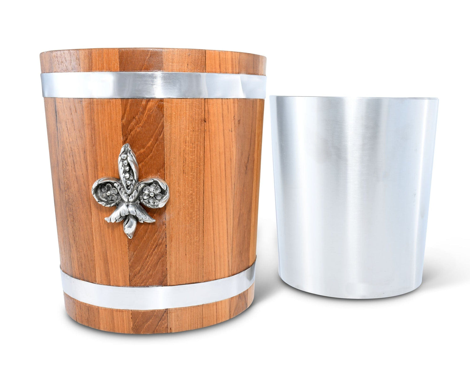 Fleur de lies Teak Ice Bucket - Steel insert