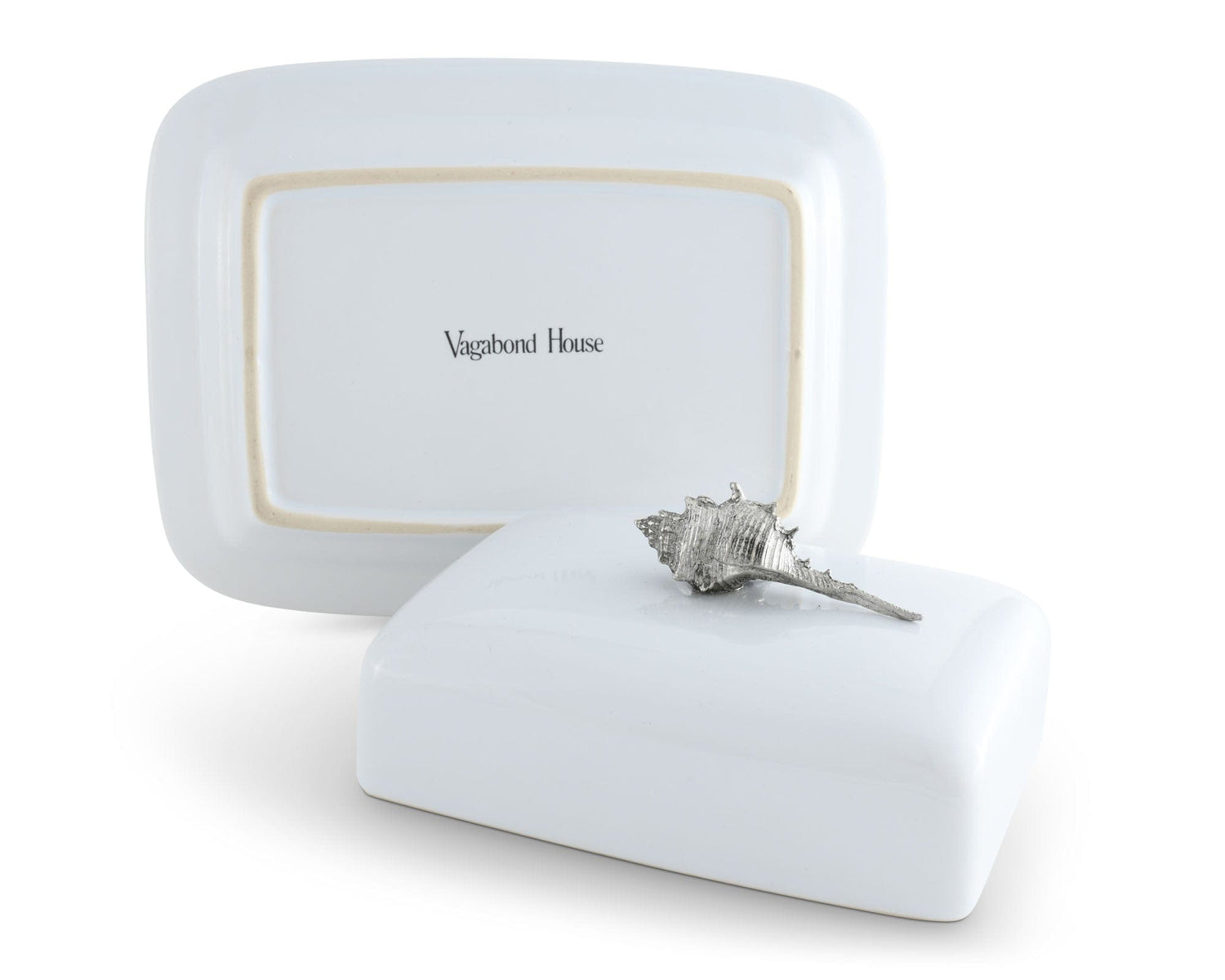 Conch Shell Stoneware Butter Dish