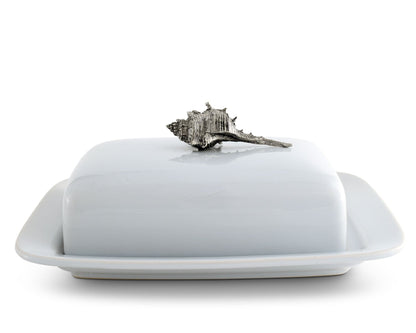 Conch Shell Stoneware Butter Dish
