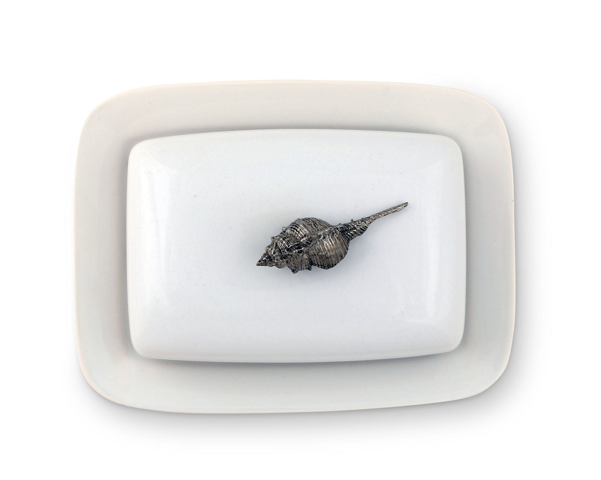 Conch Shell Stoneware Butter Dish