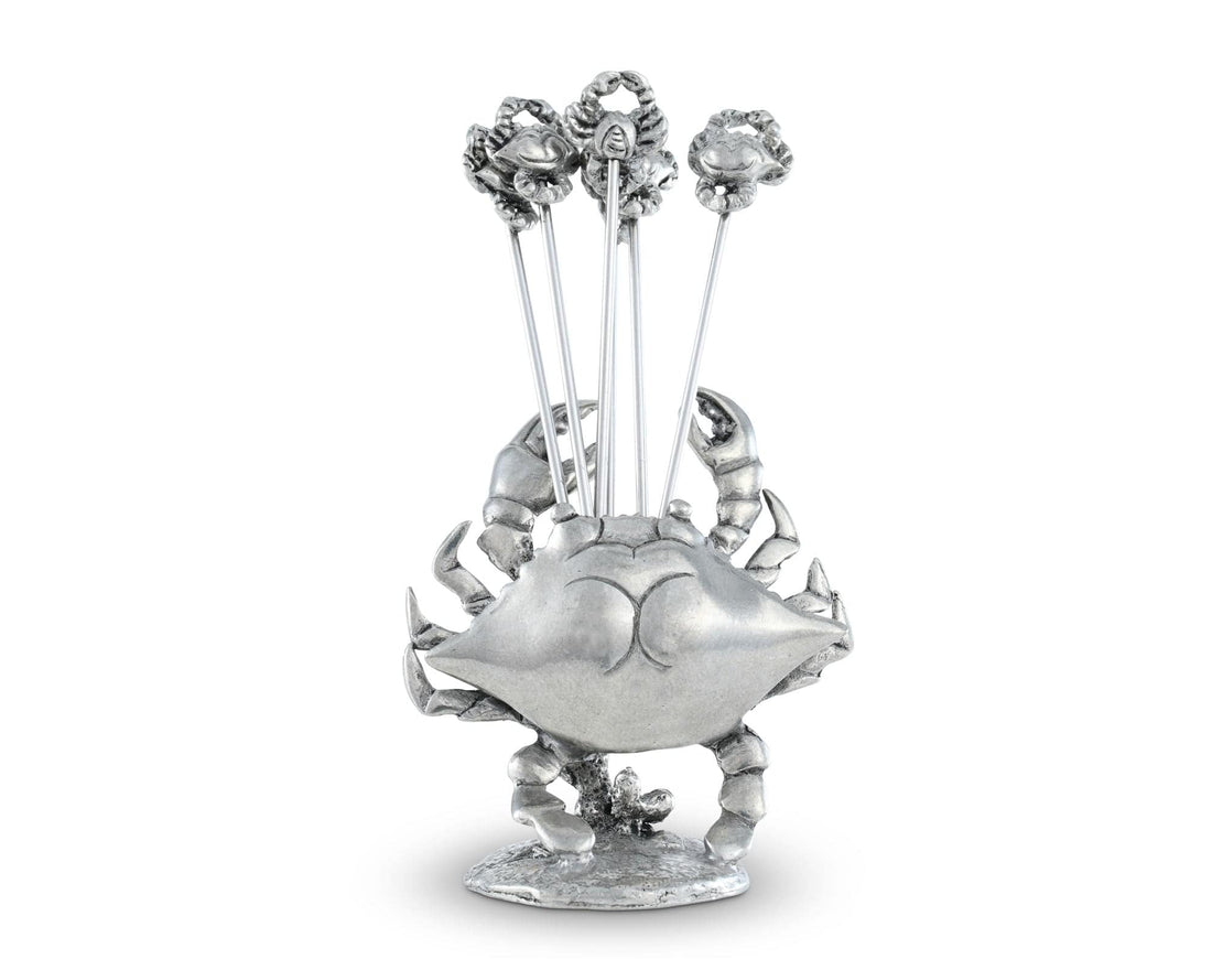 Pewter Blue Crab Cheese Pick Set