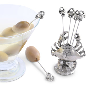 Pewter Blue Crab Cheese Pick Set