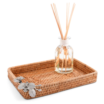 Orchid Catchall Tray Hand Woven Wicker Rattan