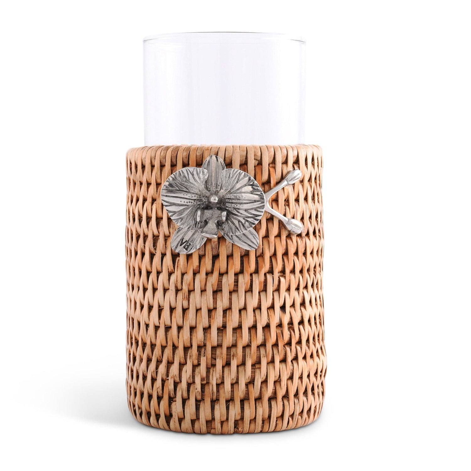 Orchid Drinking Glass Covered with Hand Woven Wicker Rattan - Set of 4