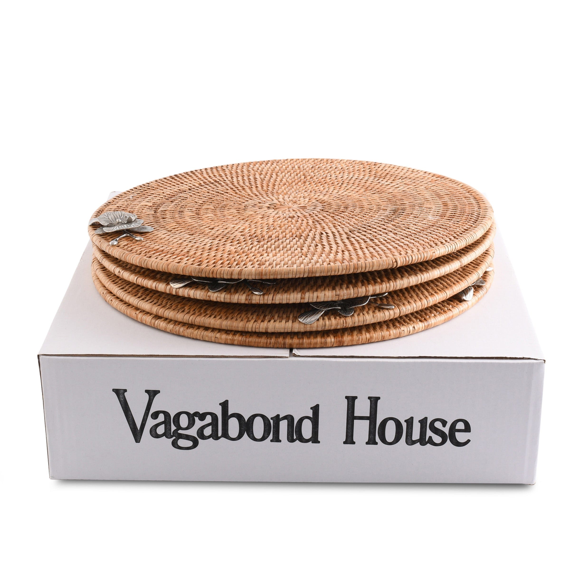 Orchid Placemat Hand Woven Wicker Rattan Round - Set of 4