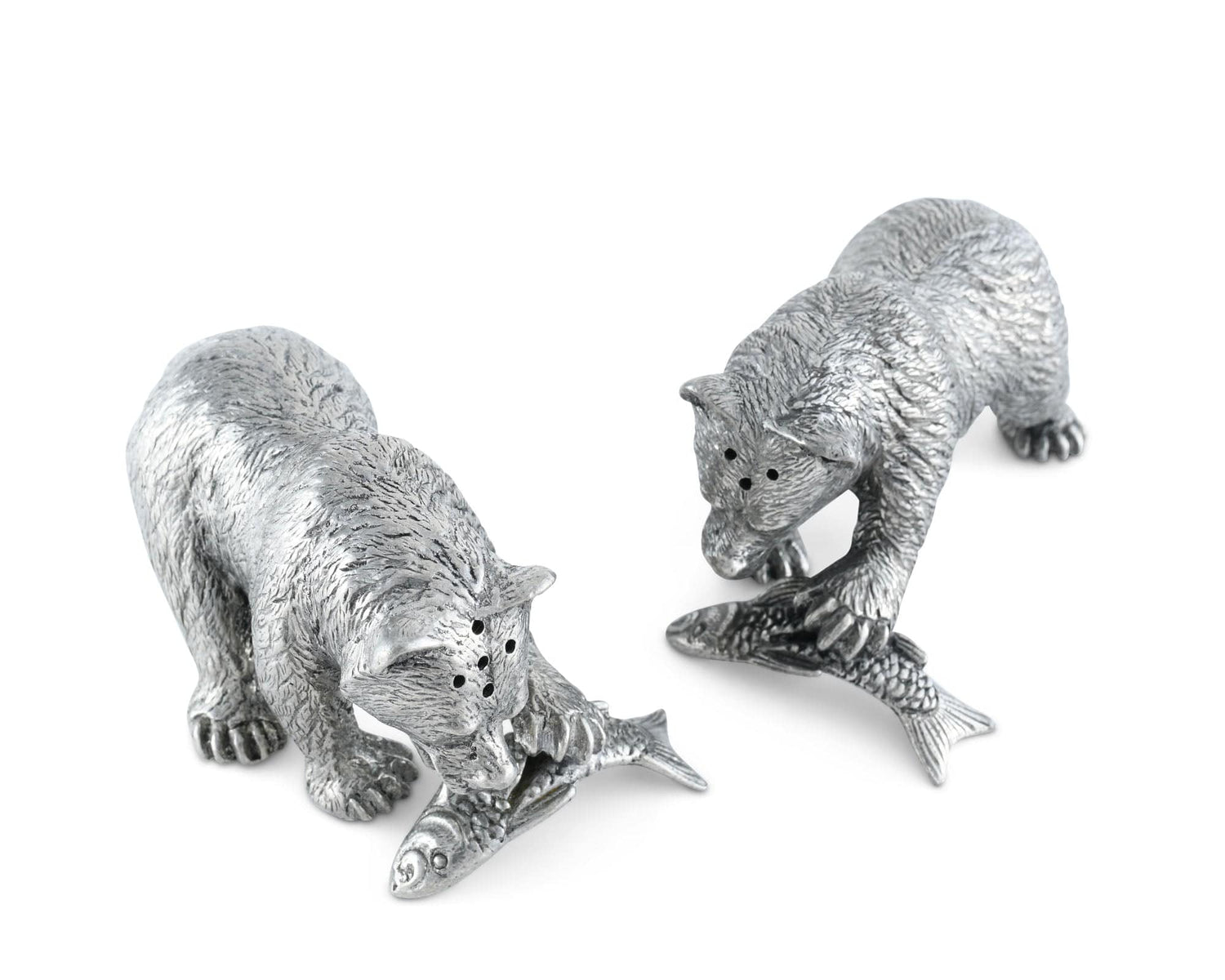 Pewter Fishing Bear Salt &amp; Pepper Set