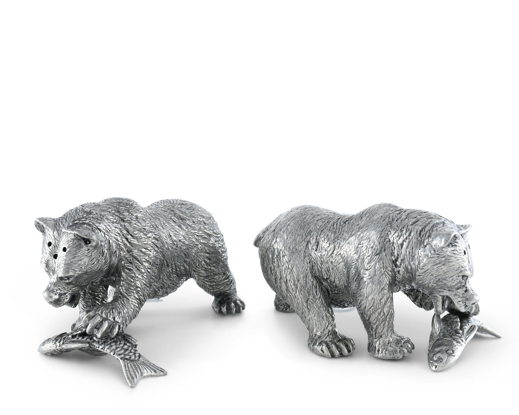 Pewter Fishing Bear Salt &amp; Pepper Set