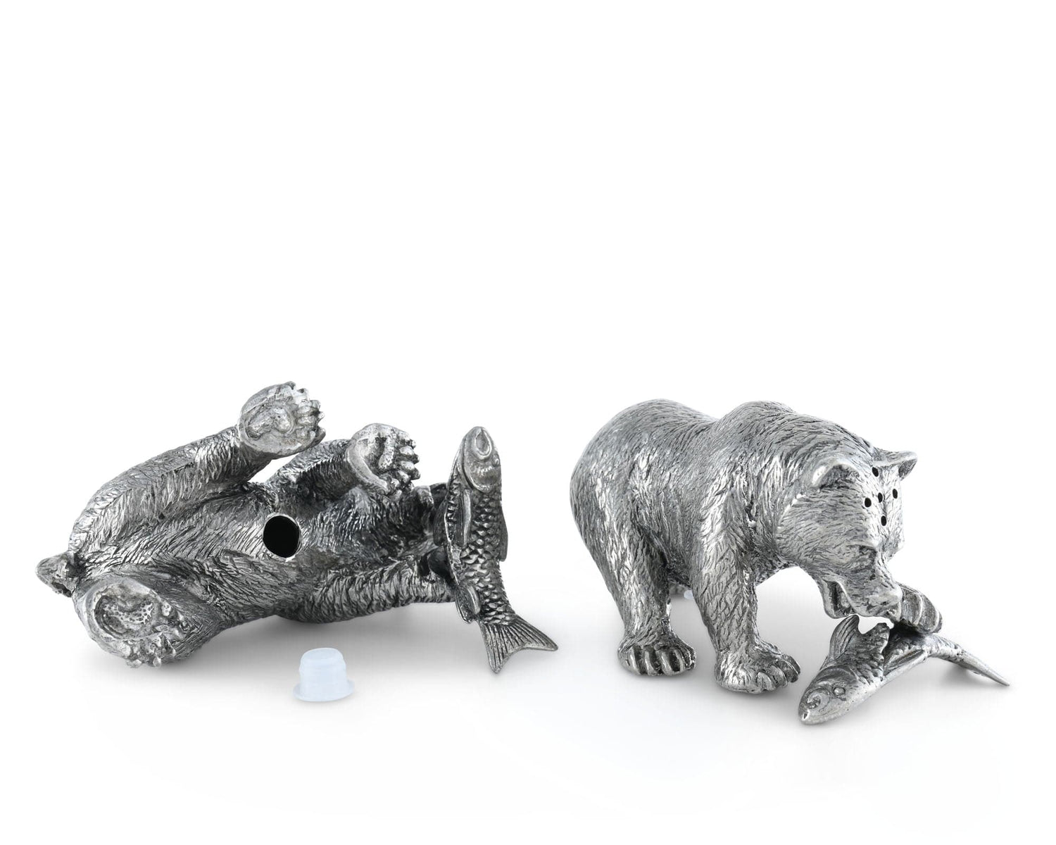 Pewter Fishing Bear Salt &amp; Pepper Set