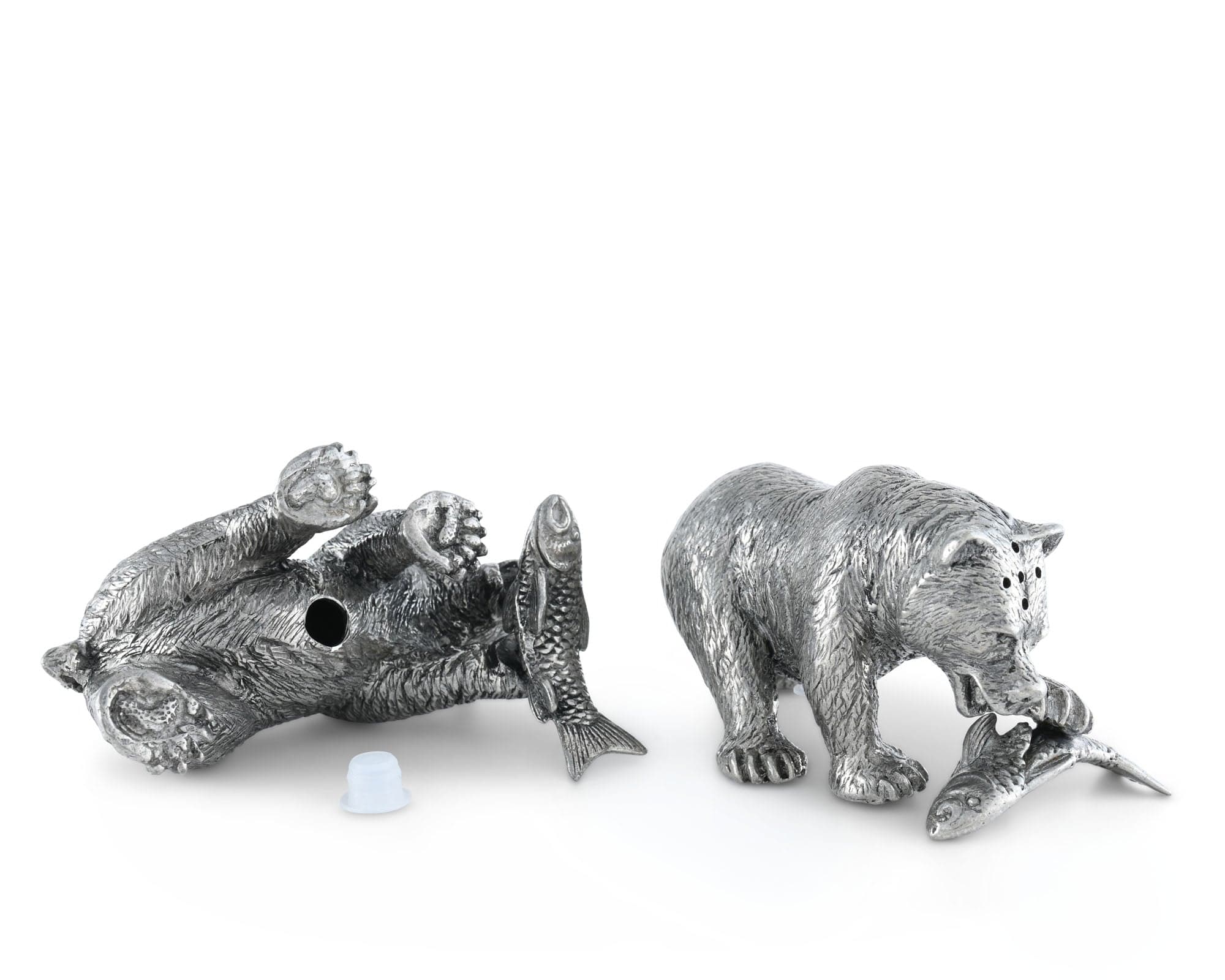 Pewter Fishing Bear Salt &amp; Pepper Set