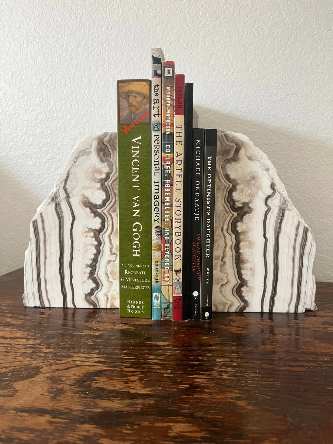 White Phantom Zebra Calcite Bookends