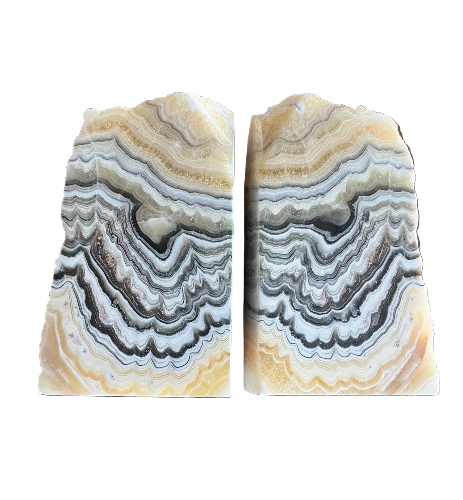 Honey Phantom Zebra Calcite Bookends