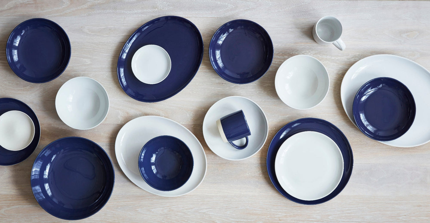 Shell Bisque Medium Oval Plate- Blue - Set of 4