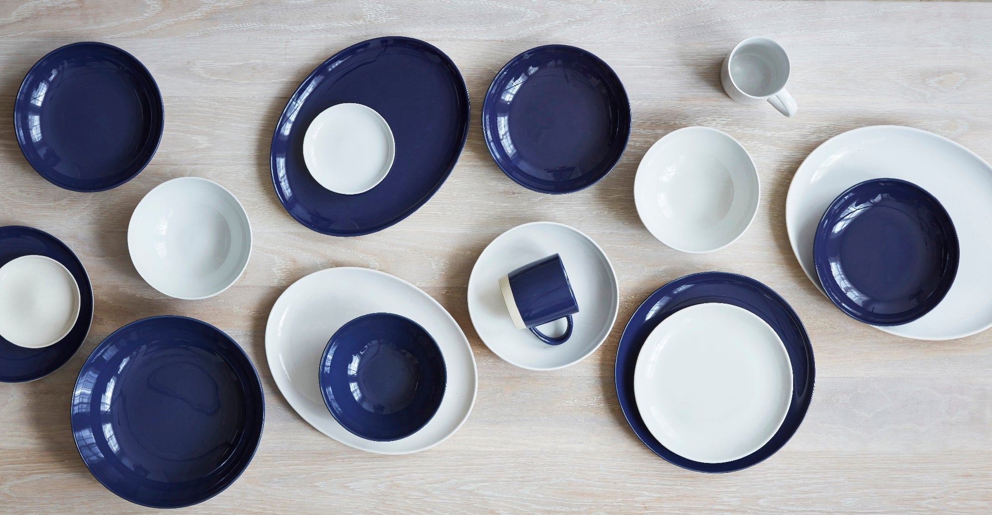 Shell Bisque Medium Oval Plate- Blue - Set of 4