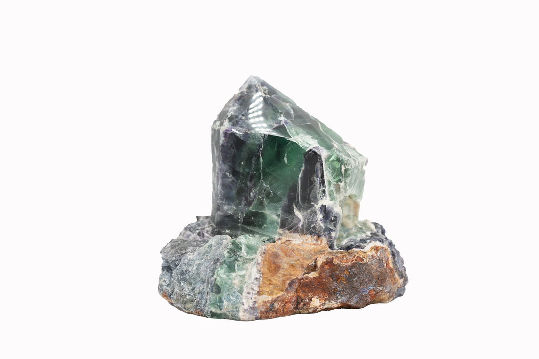 Fluorite Freeform Polished Point in natural Fluorite base