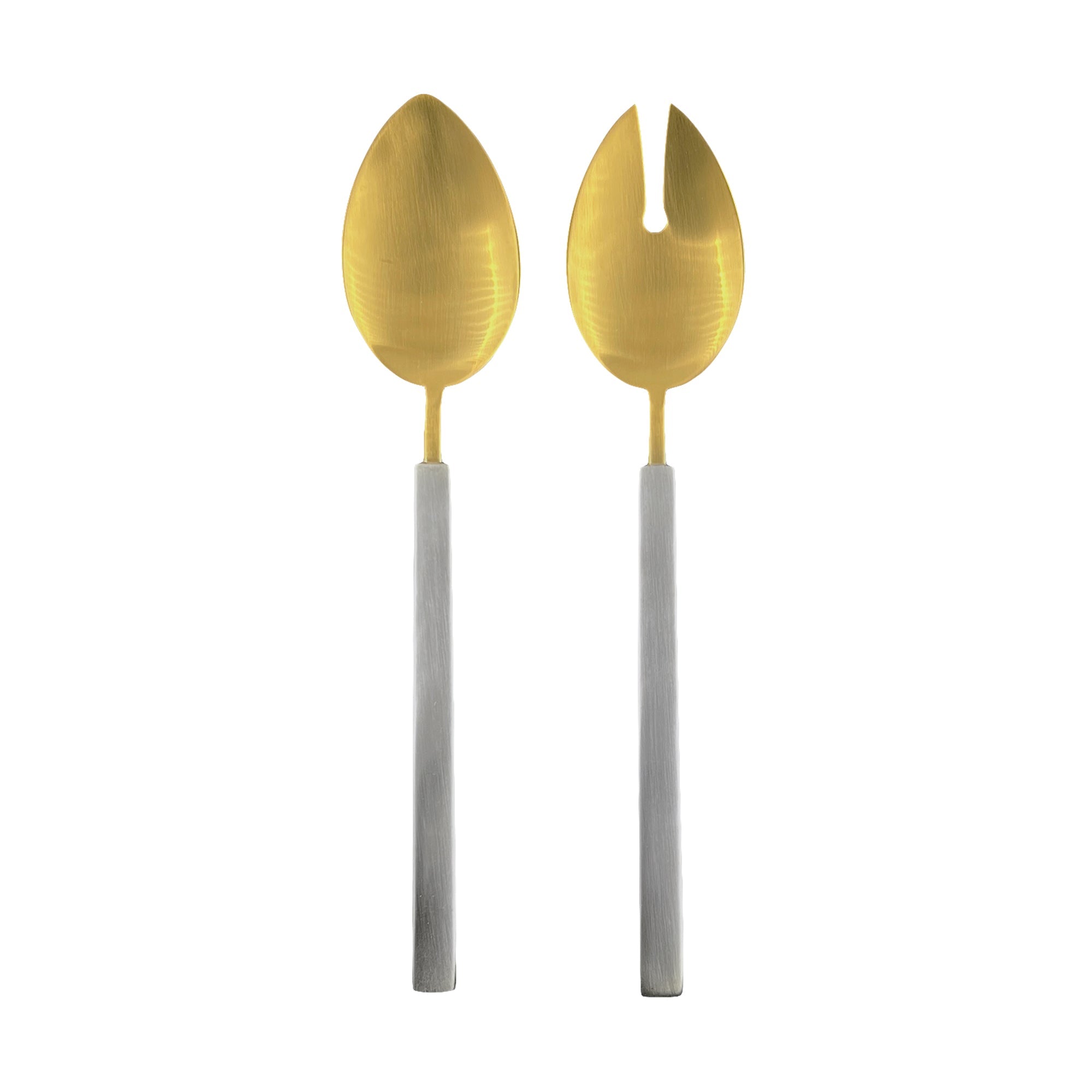 Hvar 2-Piece Salad Server Set in Matte Gold/Brushed Stainless Steel