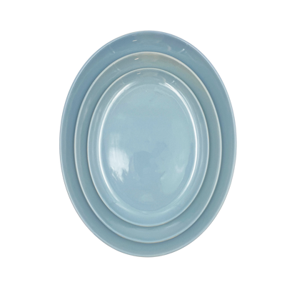 Shell Bisque Medium Oval Plate- Blue - Set of 4