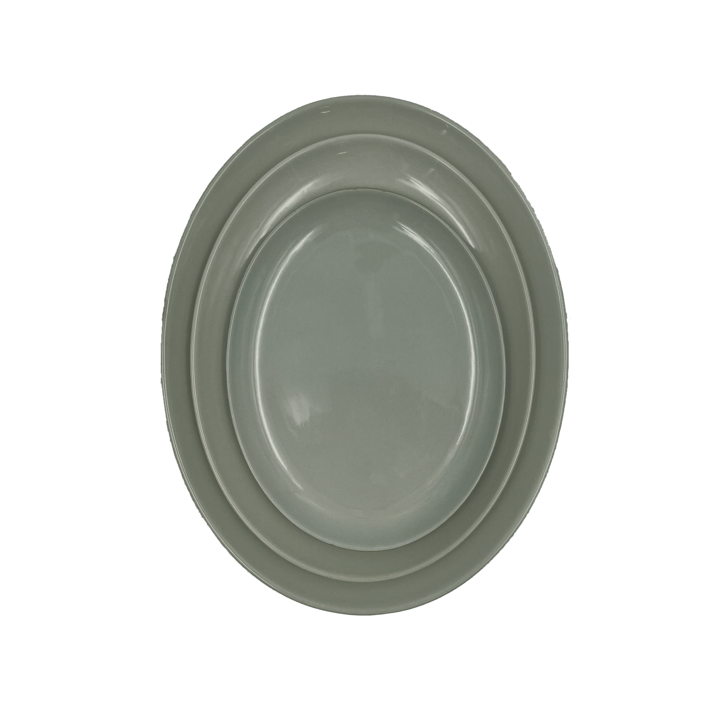 Shell Bisque Medium Oval Plate- Grey- Set of 4