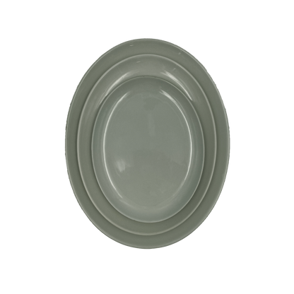 Shell Bisque Medium Oval Plate- Grey- Set of 4