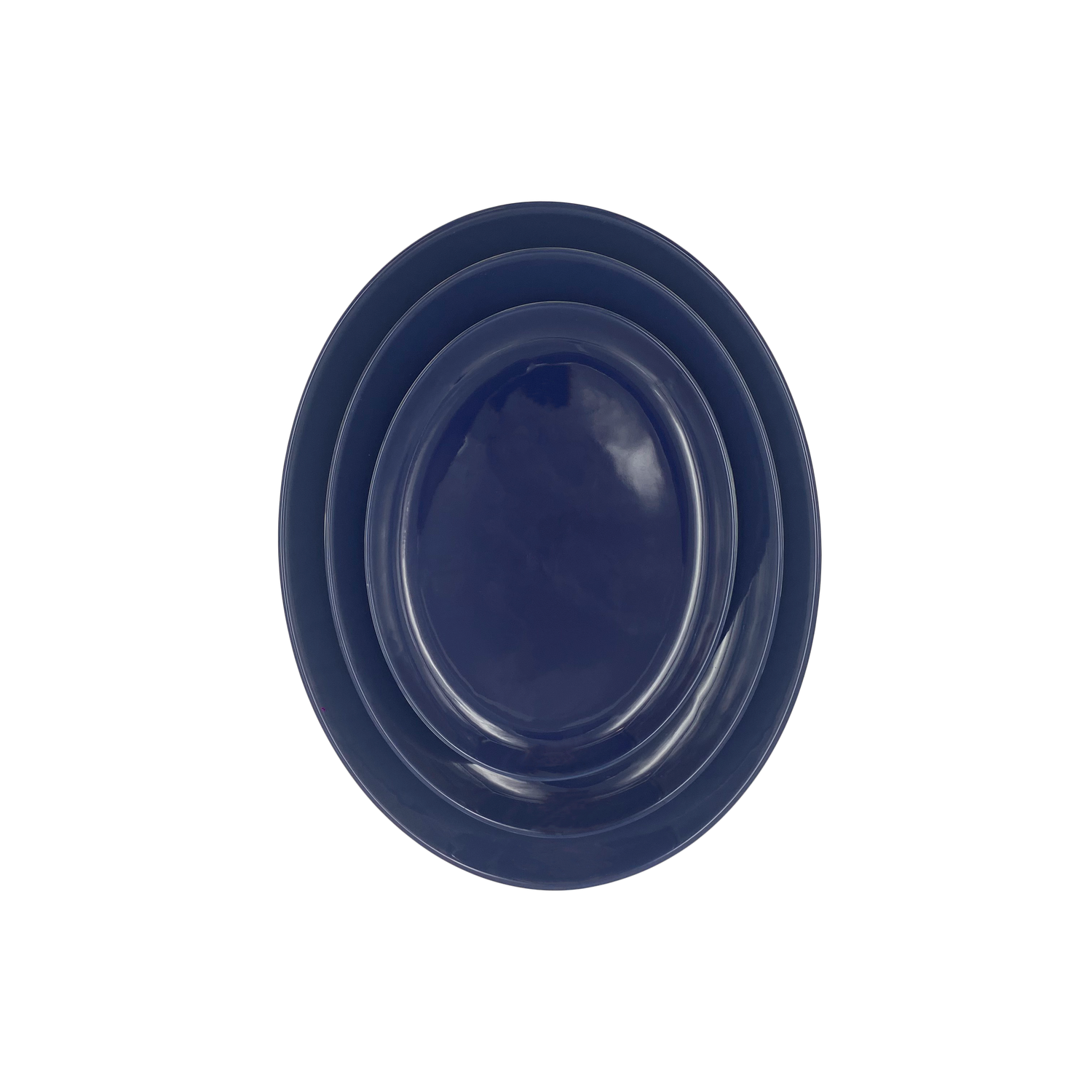 Shell Bisque Medium Oval Plate- Indigo- Set of 4