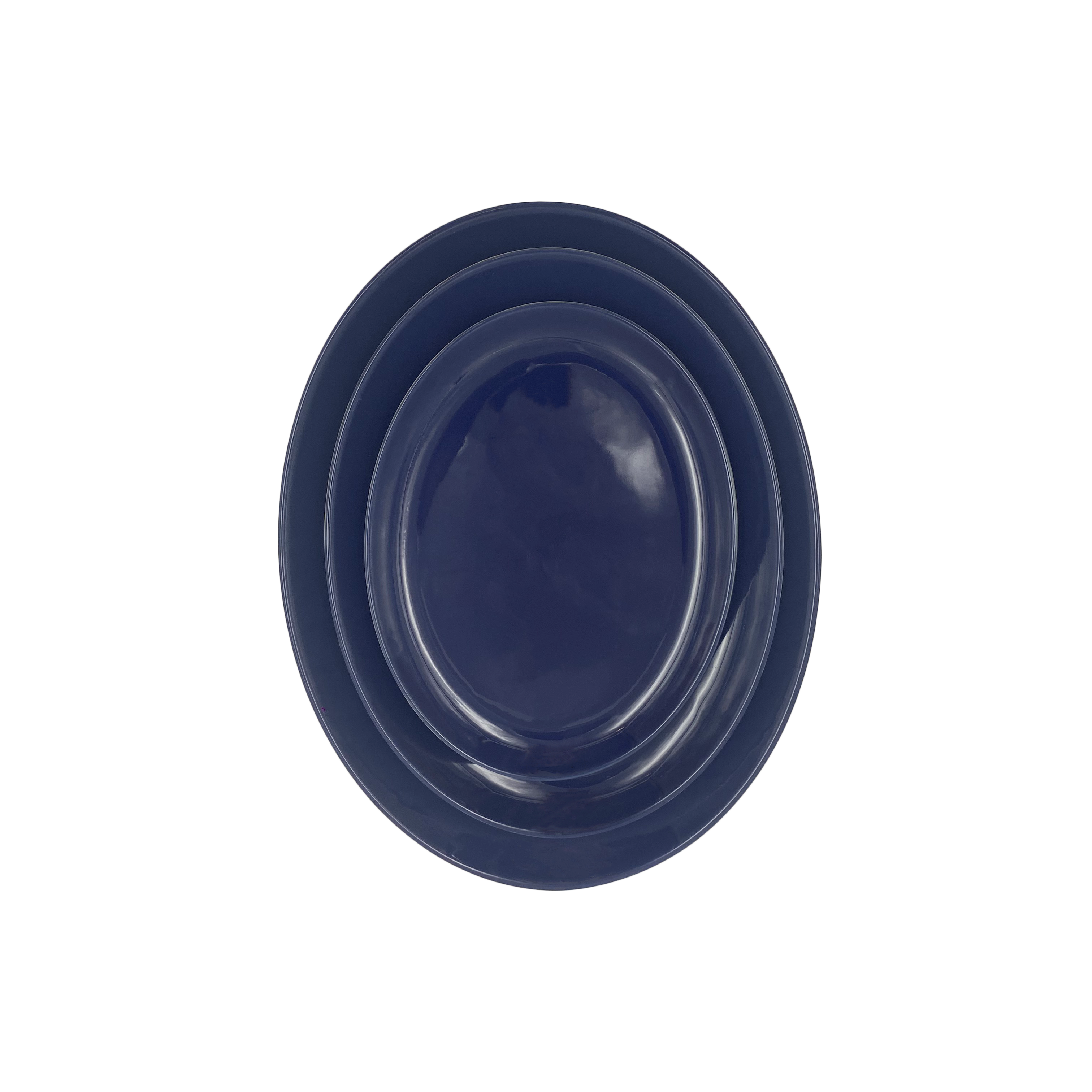 Shell Bisque Medium Oval Plate- Indigo- Set of 4